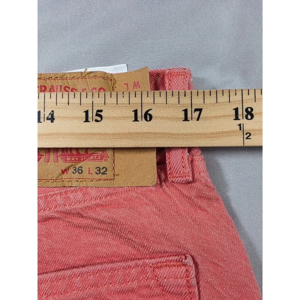 Levis 501 Button Fly Denim Jeans Mens 36x32 (Fits 34x30) Salmon Pink Coral